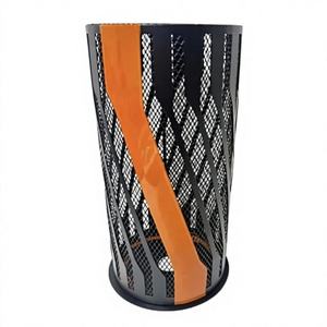 Metal Mesh Pen Holder <b>File</b> <b>Organizer</b> Desk Storage Cup Black Orange Office Supply Container - Product Image 1