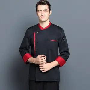 Benutzer definierte Unisex Chef Uniform Chef Jacke Küche Arbeits kleidung Langarm Chef Mantel Baumwolle Atmungsaktiver Stoff Restaurant Bar Wear