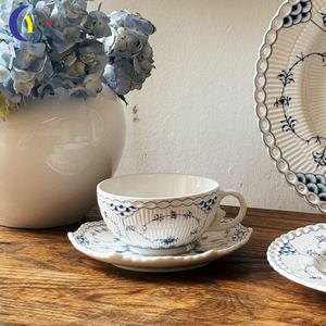 Prix d'usine Assiette en céramique bleue <span class=keywords><strong>danoise</strong></span> de luxe Tasse à café occidentale Bol à céréales Récipient en porcelaine pour la maison et le mariage - Product Image 5