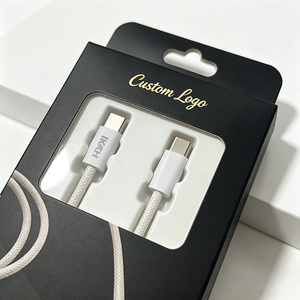 กล่องบรรจุภัณฑ์สาย USB แบบมีโลโก้สั่งทำพิเศษ พร้อมหน้าต่างใส พิมพ์ฟอยล์ทอง กล่องกระดาษแข็งสำหรับส่งสินค้าอิเล็กทรอนิกส์สำหรับผู้บริโภค - Product Image 2