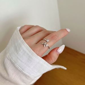 Dylam Minimalist Design Classic 925 <b>Silver</b> Moissanite Stone Jewelry Peace & Love Airplane Open <b>Adjustable</b> Jewelry <b>Ring</b> for Women - Product Image 4