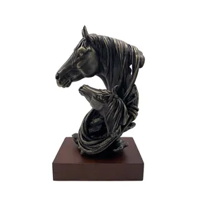 Custom Dier Polyresin Beeldje Hars Paard Hoofd Standbeeld Voor Home Office Decor Geschenken