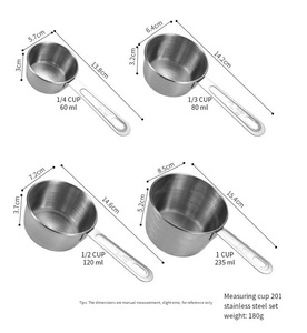 Chất lượng cao 120ml 304 thép không gỉ đo Cup và muỗng thân thiện với môi Baking Pastry công cụ trong kích cỡ khác nhau - Product Image 4