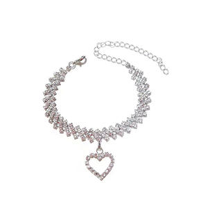Dames Zomer Strand Enkelband Met Hart-Vormige Holle <span class=keywords><strong>Design</strong></span> Nieuwe Mode Diamant Strass Accessoires Koper Sieraden - Product Image 4