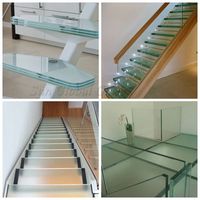 Verre trempé transparent 1-19 mm pour escalier, usage industriel et décoratif, forme plate