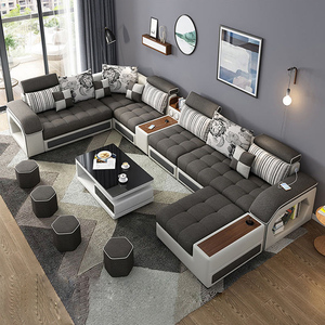 IB008 <span class=keywords><strong>Sofa</strong></span> seksi kain serat mikro bentuk U ukuran besar yang diekspor ke lebih dari 50 negara dapat diperpanjang untuk penggunaan rumah ruang tamu - Product Image 4