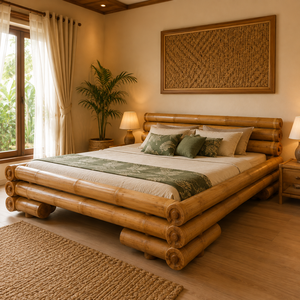 Bamboo <b>Bed</b> Frame Sustainable Natural Wood Style <b>Platform</b> <b>Bed</b> for Bedroom Hotel Resort Villa and Home Furniture - Product Image 5
