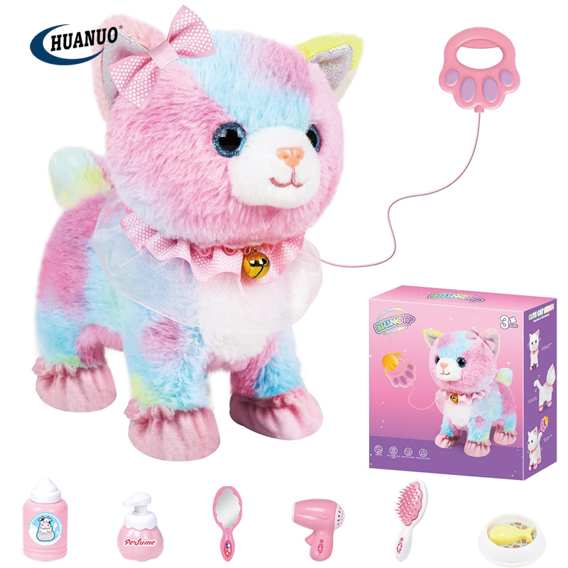 Hua Nuo HN152743 Interactive Electronic Walking Barking Plush Toy Cat - Remote Control Stuffed Anima
