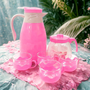 KZR Modern Design 6-Piece <strong>Tea</strong> <strong>Set</strong> for Home Use Sustainable <strong>Plastic</strong> Coffee Pots Cup Filter 1000ml Capacity Classic Style - Product Image 1