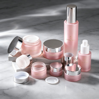 Flacons en verre givré rose et vert de luxe personnalisés de 20 ml et 120 ml pour sérum de soin de la peau, flacons vides avec compte-gouttes, pompe, lotion, emballage liquide, boîte
