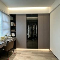 Armoire modulaire sur mesure pour chambre et salon avec éclairage LED, portes durables en panneaux de mélamine, meubles de maison en bois MDF