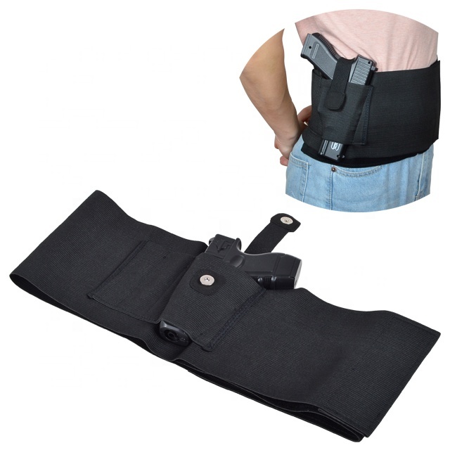 Belly Band Holster for Concealed Carry, Gun Holster for Men Women with Double Magazine Pouch, Waistband Holster