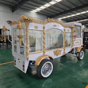 Modern Design Coffin Cart Antique Electric Funeral Vehicle Hearse Cart White Electric Luxury Hearse with Sculpture - Product Image 1