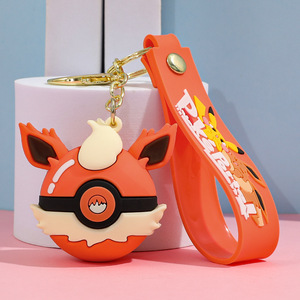 Vente en gros de porte-clés en caoutchouc 3D Anime <span class=keywords><strong>Pokemon</strong></span> Ball PVC, pendentif de dessin animé Pikachu Gengar Charmander Eevee, porte-clés en silicone Pokem - Product Image 3