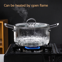 Ensemble de casseroles en verre fait main résistant à la chaleur avec couvercle, batterie de cuisine en verre antiadhésive, compatible avec les plaques de cuisson, pour les pâtes et les nouilles