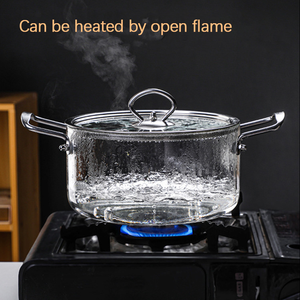 Ensemble de casseroles en verre fait main résistant à la chaleur avec couvercle, batterie de cuisine en verre antiadhésive, compatible avec les plaques de cuisson, <span class=keywords><strong>pour</strong></span> les pâtes et les nouilles - Product Image 4