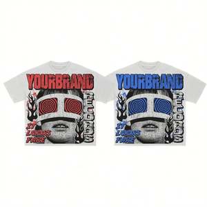 T-shirts pour hommes vintage personnalisés en coton/fibre de bambou, coupe classique, manches courtes, respirants, décontractés, tissu tricoté premium vieilli - Product Image 1