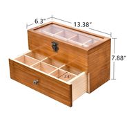 Organisateur de sachets de thé rectangulaire en bois haut de gamme à 2 couches, grande capacité, boîte de rangement en carton pour la maison et la cuisine