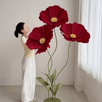 Panneau mural géant en fleurs de papier - Motif coquelicot et pivoine, 1,8m-2,4m sur pied, pour vitrine de magasin