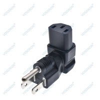 Adaptateur d'alimentation 3 broches à 90 degrés, adaptateur d'alimentation pour ordinateur NEMA 5-15P à angle ascendant vers IEC 320 C13 femelle 10A / 125V