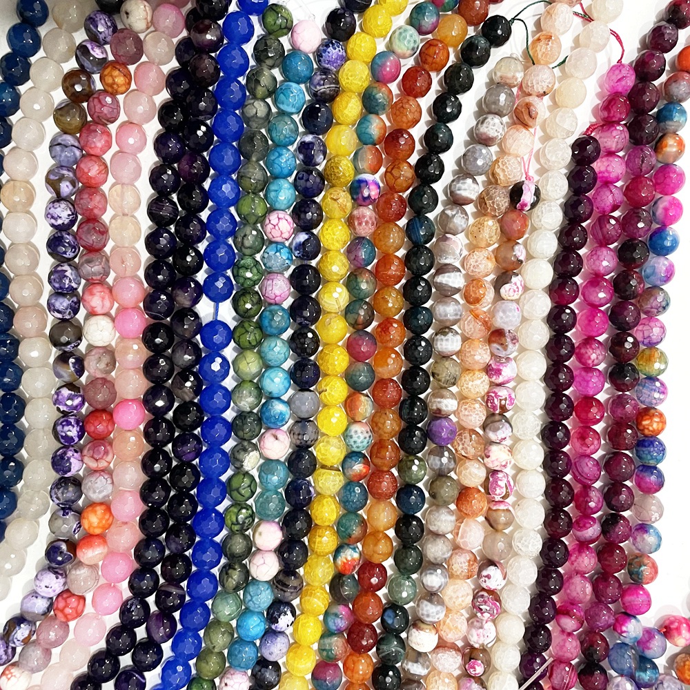 10mm 12mm Faceted Fire Agate Bead Strand for Necklace Jewelry Making DIY Bracelet Necklace