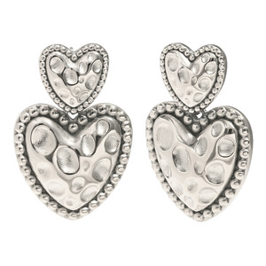 Boucles d'oreilles tendance en acier inoxydable plaqué or 18 carats en forme de cœur - Cadeau <span class=keywords><strong>E163</strong></span> - Product Image 4