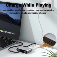 Kabel adaptor Hub, kabel adaptor Hub 4 in 1 tipe-c USB3.0 dengan 2 * USB pengisian daya Cepat Tipe C ke RJ45 kartu jaringan Gigabit untuk ponsel
