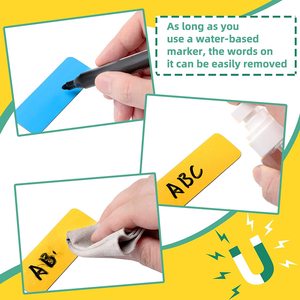 Etiquetas magnéticas de borrado en seco, etiquetas rectangulares de plástico para pizarra blanca, tarjetas de identificación para uso en oficina, paquete de varias piezas - Product Image 3
