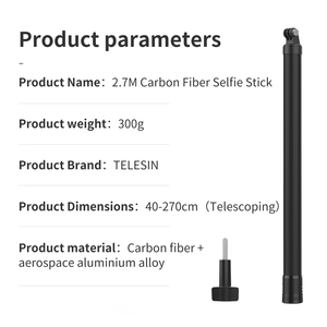 Nuevo Palo Selfie Telesin Ultra Largo de Fibra de Carbono 2.7m/106" Monopié Extensible para Insta360 X3/2 <span class=keywords><strong>Go</strong></span> <span class=keywords><strong>Pro</strong></span> para Cámara de Acción - Product Image 6