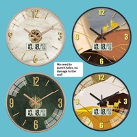 Jam Dinding LED Gantung Modern Bergaya Sederhana Nordik 12 Inci 30CM, Tampilan Analog Digital, Tanpa Perlu Pengeboran, RoHs
