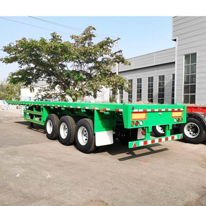 Semi-remorque plateau 40 pieds à <span class=keywords><strong>3</strong></span> <span class=keywords><strong>essieux</strong></span> pour transport de conteneurs à vendre - Product Image 1