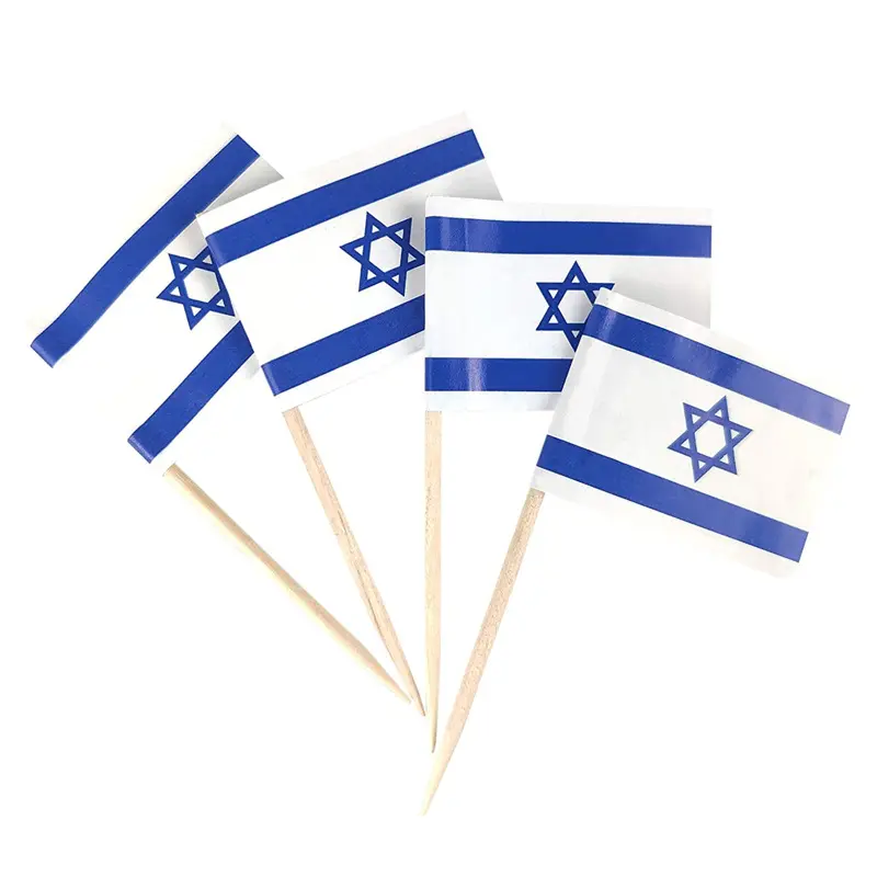Hannuo Factory Direct Sale Toothpick Flag Custom Israel Flag Fast Delivery With Bamboo Pole Toothpick Flags for Party