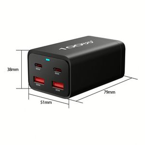 อะแดปเตอร์ชาร์จ GaN แบบพกพา 100W USB C PD สำหรับตั้งโต๊ะ 2C2A 4 พอร์ต ชาร์จเร็ว สำหรับเดินทาง ใช้กับเต้ารับไฟบ้าน - Product Image 5