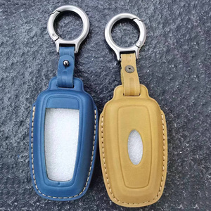 Housse de clé en cuir Crazy Horse avec porte-clés pour étui de clé intelligente, vente en gros pour Explorer Escape Kuga Focus Edge Mondeo - Product Image 3