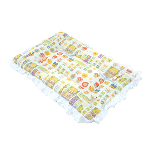Pastoral Style Lace Trimmed Pet Mat Cotton Fleece Lined Reversible Floral Print Rectangle Dog Cat <b>Bed</b> Four Seasons Use - Product Image 5