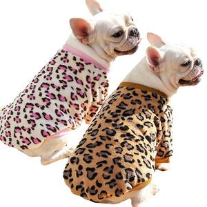 TongMao Pyjama chaud d'hiver pour <span class=keywords><strong>chiot</strong></span> bouledogue français à deux pattes en velours corail à imprimé léopard Vêtements pour animaux de compagnie Vêtements pour chats - Product Image 5