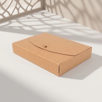 Boîte d'expédition en papier kraft à rabat incurvé, carton brun naturel, fermeture semi-circulaire à languette, rectangle plat, vente en gros, fabricant