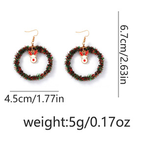 Pendientes de Aro Geométricos Navideños con Adornos de Renos en Aleación Esmaltada, Colgantes de Moda Festivos para Mujer - Product Image 2