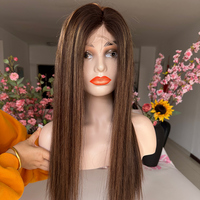 Perruque en dentelle transparente pour femmes, cheveux humains vierges Remy brésiliens naturels, couleur de mèches, soie de qualité supérieure