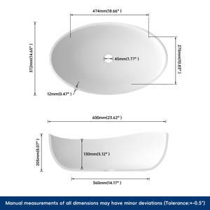 อ่างล้างมือแบบโมเดิร์น อ่างล้างหน้าสีขาวด้านแบบขายส่ง อ่างล้างหน้าแบบวางบนเคาน์เตอร์สำหรับห้องน้ำ อ่างล้างหน้าแบบผิวแข็งจากโรงงาน - Product Image 6