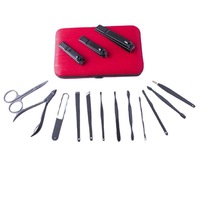 Kit de manucure et pédicure professionnel 15 pièces en acier inoxydable, outils de beauté, coupe-ongles et pince à ongles tranchants, texture cure-dent