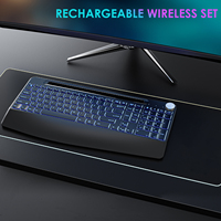 Clavier d'ordinateur ergonomique sans fil rechargeable 2.4G sans décalage avec touches silencieuses