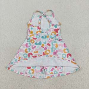 Vente en gros Ensemble athlétique d'été pour enfants Robe de yoga imprimée léopard marron pour petite fille Boutique Ensemble sans manches pour bébé fille - Product Image 3