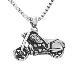 Collier pendentif moto en acier inoxydable, unisexe, style rétro punk, bijoux cadeau - Product Image 4