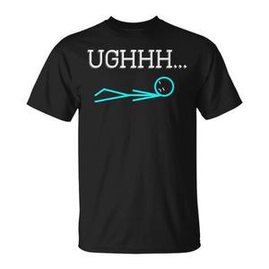 T-shirt Ughhh Stick Figure nera con scollo rotondo e grafica, abbigliamento casual unisex - Product Image 1