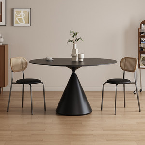 Round Extendable Slate Turntable Dining <b>Table</b> Italian Style Minimalist Light Luxury Requires Assembly for Small Apartments - Product Image 3