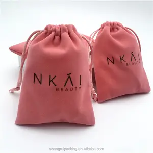 Small Pink Velvet Beauty Bag para Lip Gloss Luxury Velvet Bag para Jóias e Cosméticos