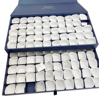 Boîte d'emballage magnétique de luxe bleu marine chocolat 50/100g deux couches personnalisé Caja De Bombones gaufrage de stratification brillante pour