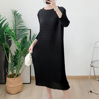 Vêtements formels pour femmes de haute qualité Miyake faits à la main, plissés, mi-longs, haut de gamme, nouveau style chic, amples, grandes tailles, 100% polyester, élégants