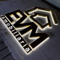 Lettres en acier inoxydable personnalisées rétroéclairées par LED, logo d'entreprise 3D illuminé pour la publicité extérieure des magasins et des bâtiments